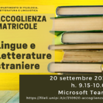 Accoglienza matricole Lingue e Letterature Straniere – 20 settembre, h. 9.16